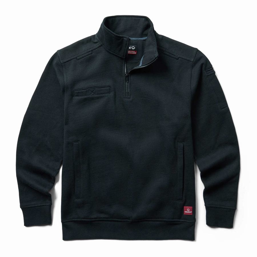 Black Wolverine Job Shirt Quarter Zip Men Fleece | TXL5681DL