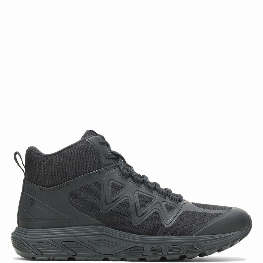 Black Wolverine Rush Mid Men Work Boots | ZWG537GJ