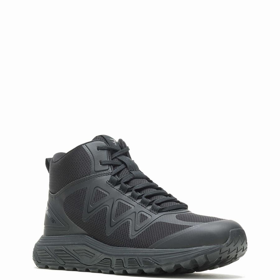 Black Wolverine Rush Mid Men Work Boots | ZWG537GJ