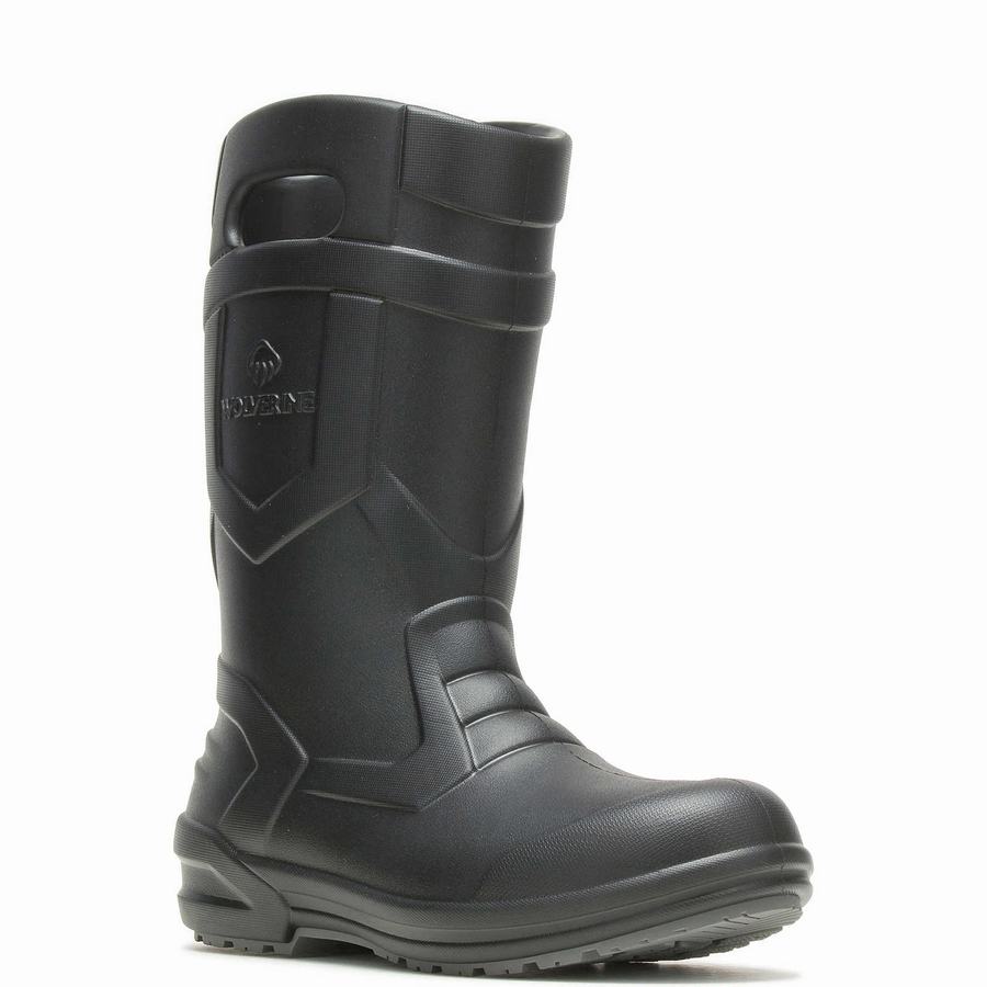 Black Wolverine Scout Injected Pull-On Wellington Men Boots | TGY5360WW