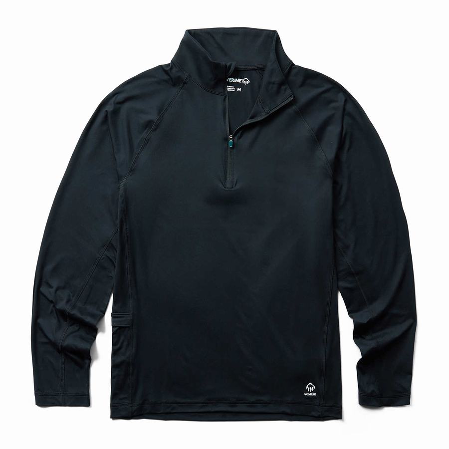 Black Wolverine Sun-Stop Eco 1/2 Zip Men Fleece | IDU9334ZL