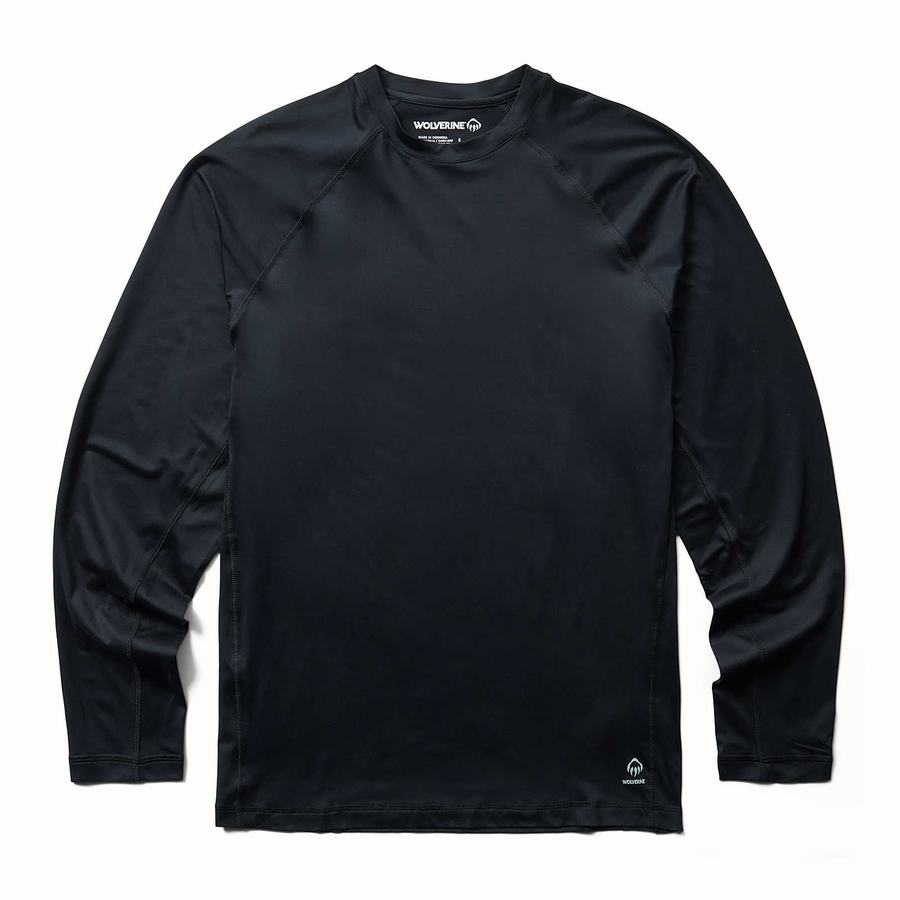 Black Wolverine Sun-Stop Eco Long Sleeve Tee Men T Shirts | KKU3091KE