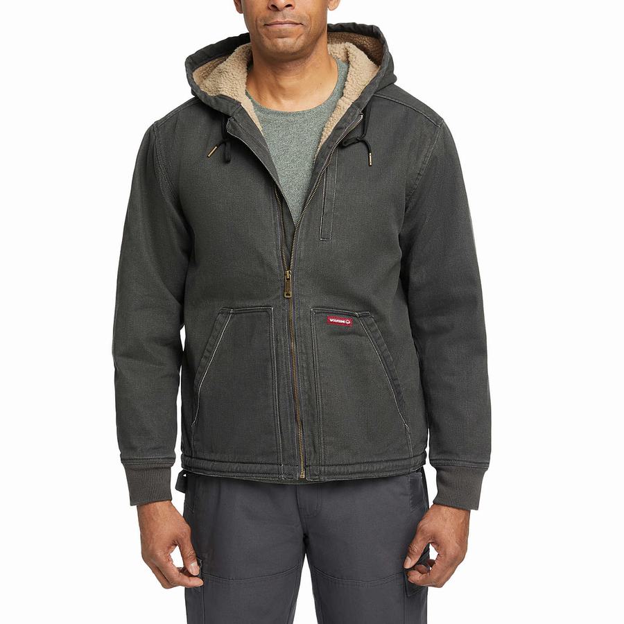 Black Wolverine Upland Sherpa Lined Hooded Men Jackets | ZEI561JE