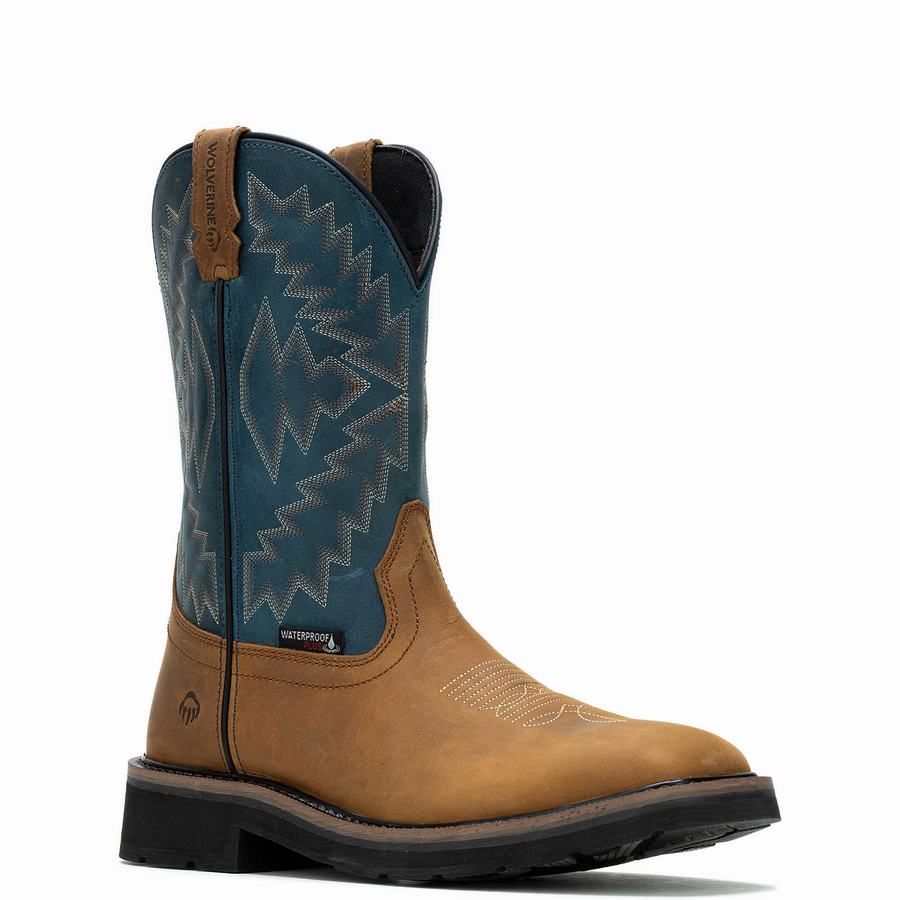 Blue Brown Wolverine Rancher Arrow Steel-Toe Wellington Men Boots | CQF7124BG