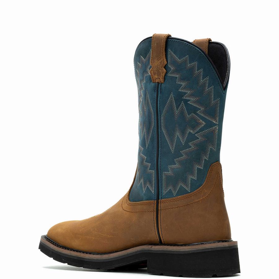 Blue Brown Wolverine Rancher Arrow Steel-Toe Wellington Men Boots | CQF7124BG