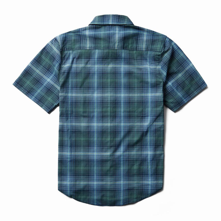 Blue Grey Wolverine Fuse Short Sleeve Plaid Men Shirts | DNJ8070SI