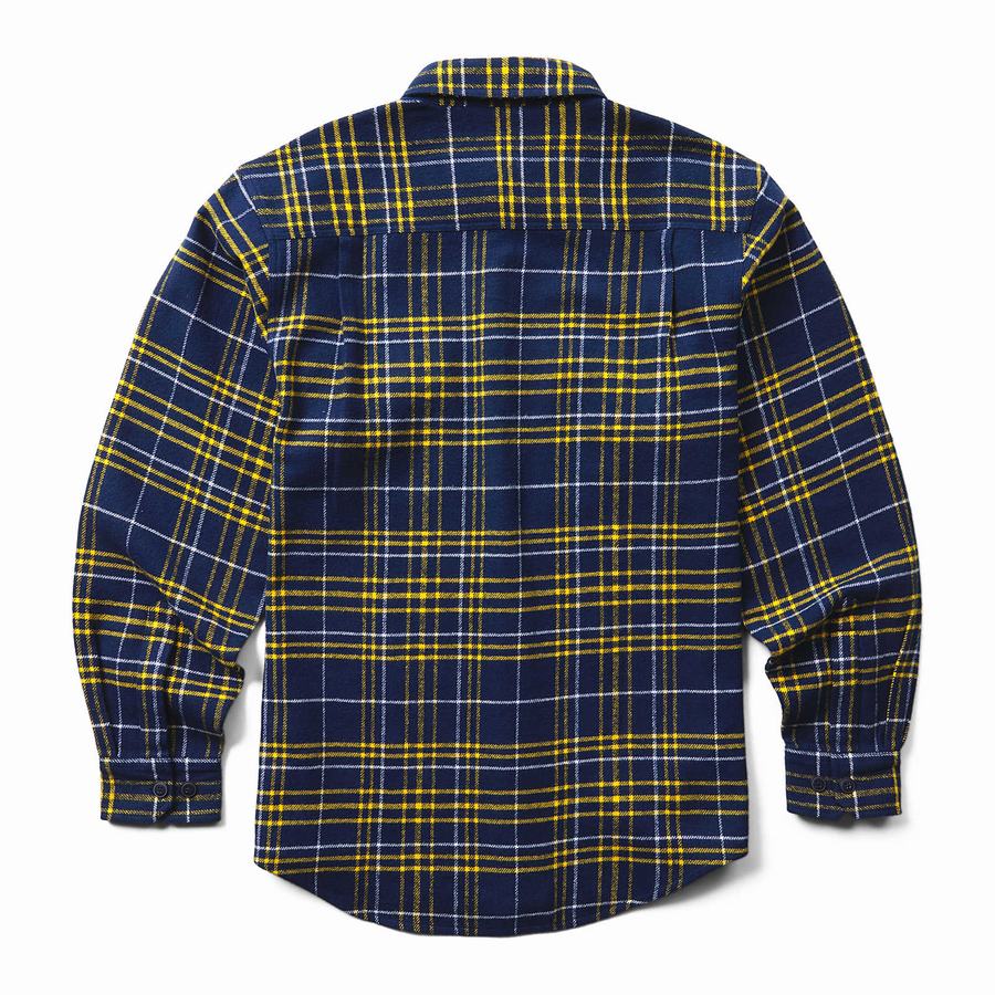 Blue Wolverine Glacier Heavyweight Long Sleeve Flannel Big & Tall Men Shirts | DHP4150PF