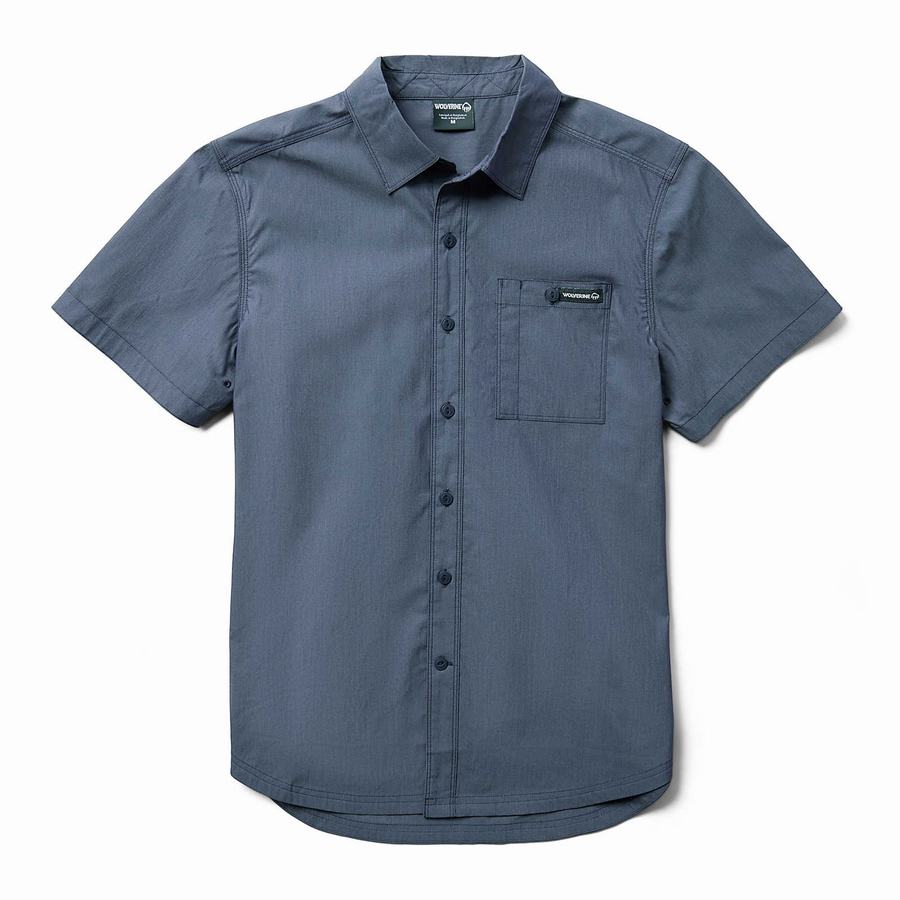 Blue Wolverine Grayson II Short Sleeve Chambray Men Shirts | SJR4988HN