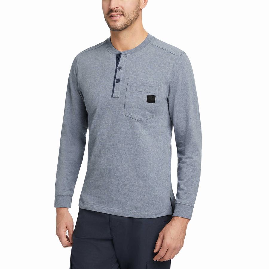 Blue Wolverine Guardian Cotton™ Long Sleeve Henley Men T Shirts | KPH10029HT