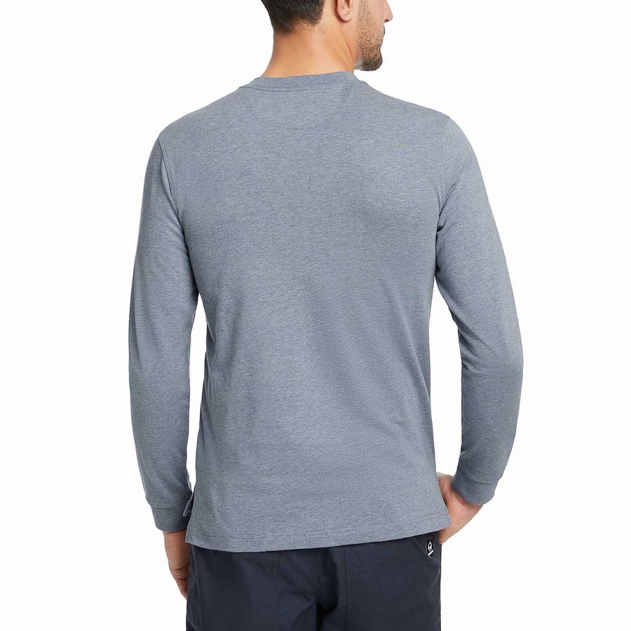 Blue Wolverine Guardian Cotton™ Long Sleeve Henley Men T Shirts | KPH10029HT