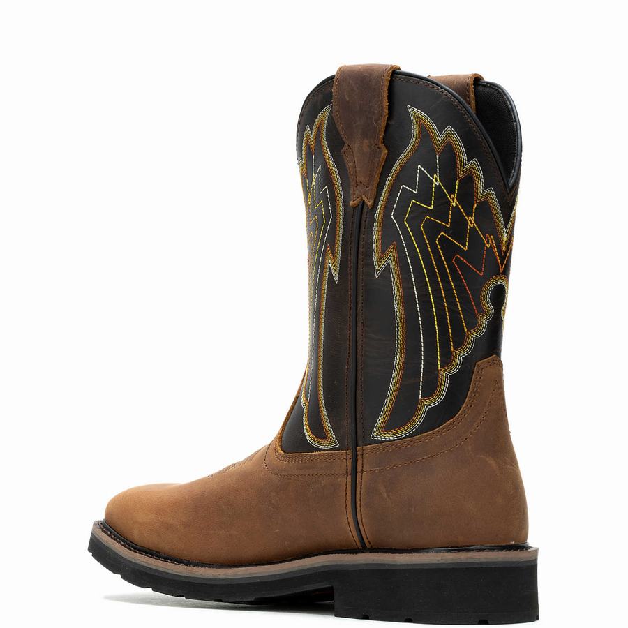 Brown Black Wolverine Rancher Eagle Waterproof Steel-Toe Wellington Men Boots | LMK637GE