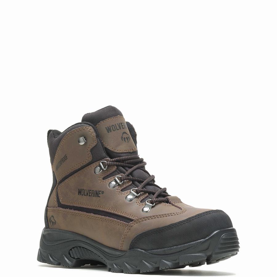 Brown Black Wolverine Spencer Waterproof Men Hiking Boots | ZVP5349YI