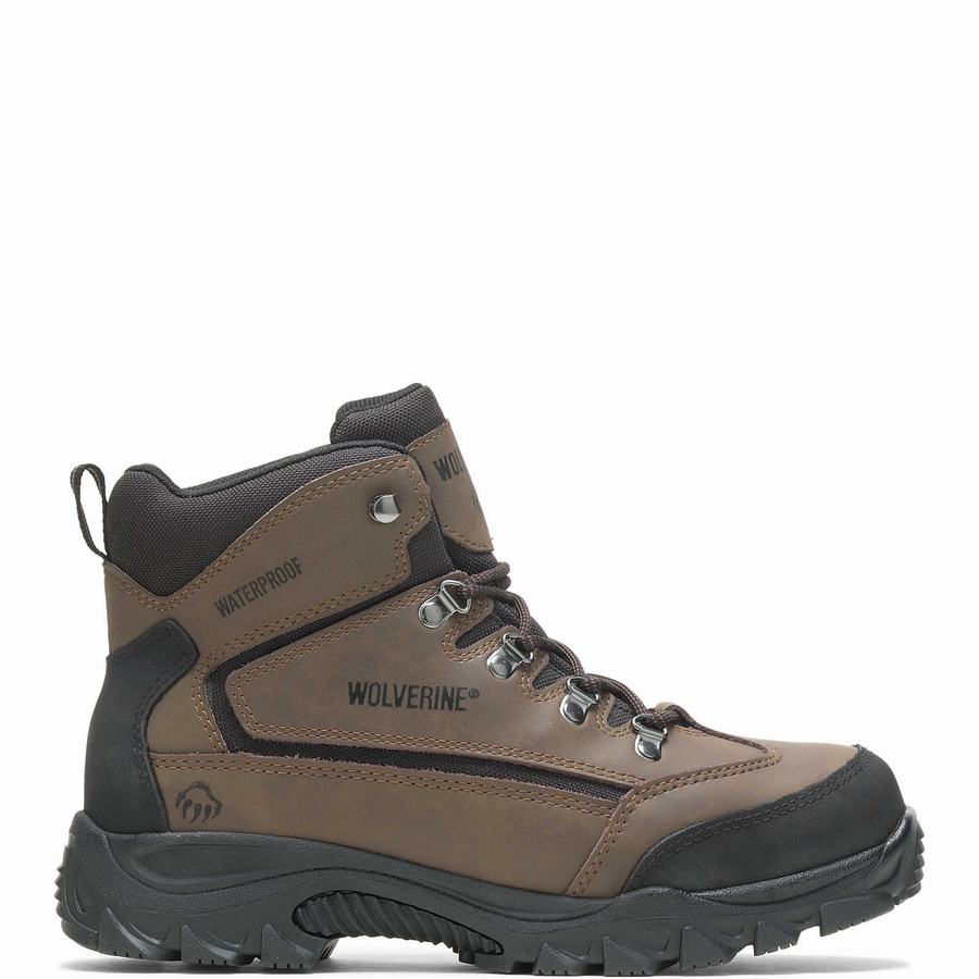 Brown Black Wolverine Spencer Waterproof Men Hiking Boots | ZVP5349YI