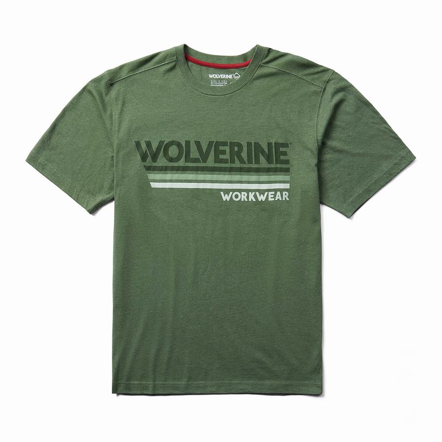 Brown Green Wolverine Classic Short Sleeve Graphic Tee Men T Shirts | YIL1999MJ