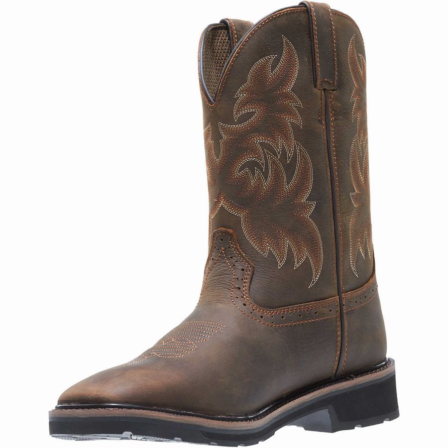 Brown Red Wolverine Rancher Square-Toe Steel-Toe Wellington Men Boots | LYP4653BY