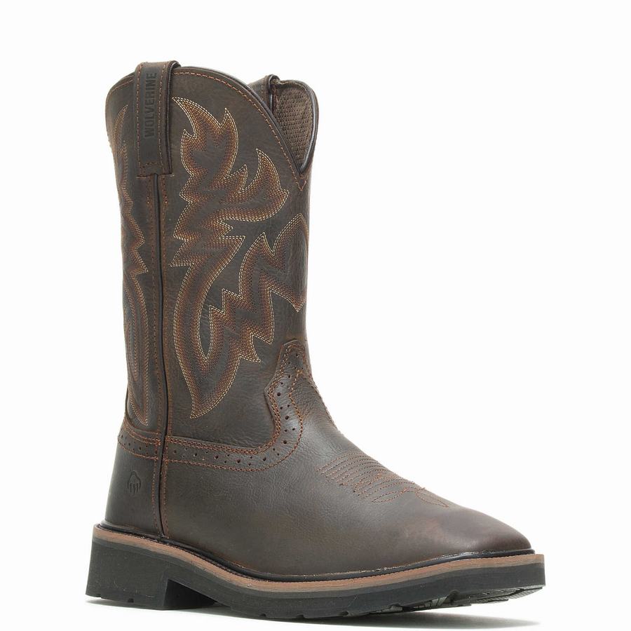 Brown Red Wolverine Rancher Square-Toe Wellington Men Boots | FQW9232NR