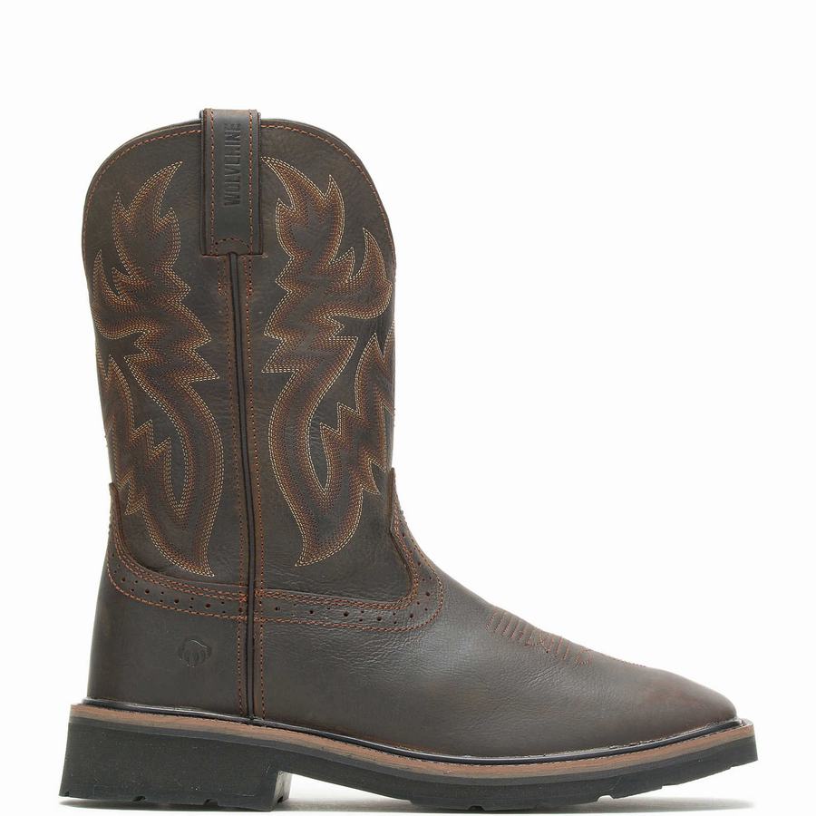 Brown Red Wolverine Rancher Square-Toe Wellington Men Boots | FQW9232NR