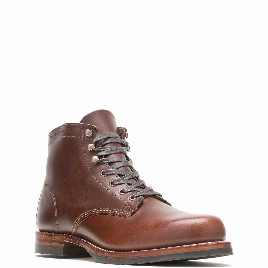 Brown Wolverine 1000 Mile Plain-Toe Classic Men Work Boots | OJN4667DF