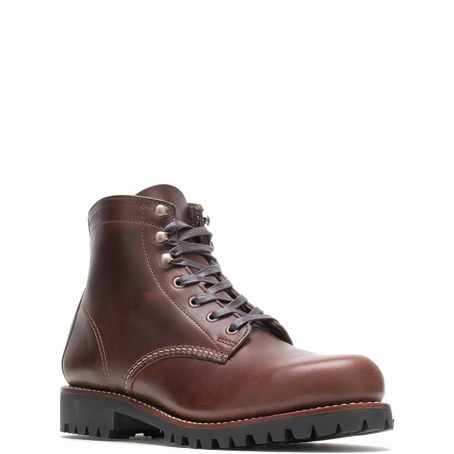 Brown Wolverine 1000 Mile Plain-Toe Rugged Men Work Boots | OVD964TG