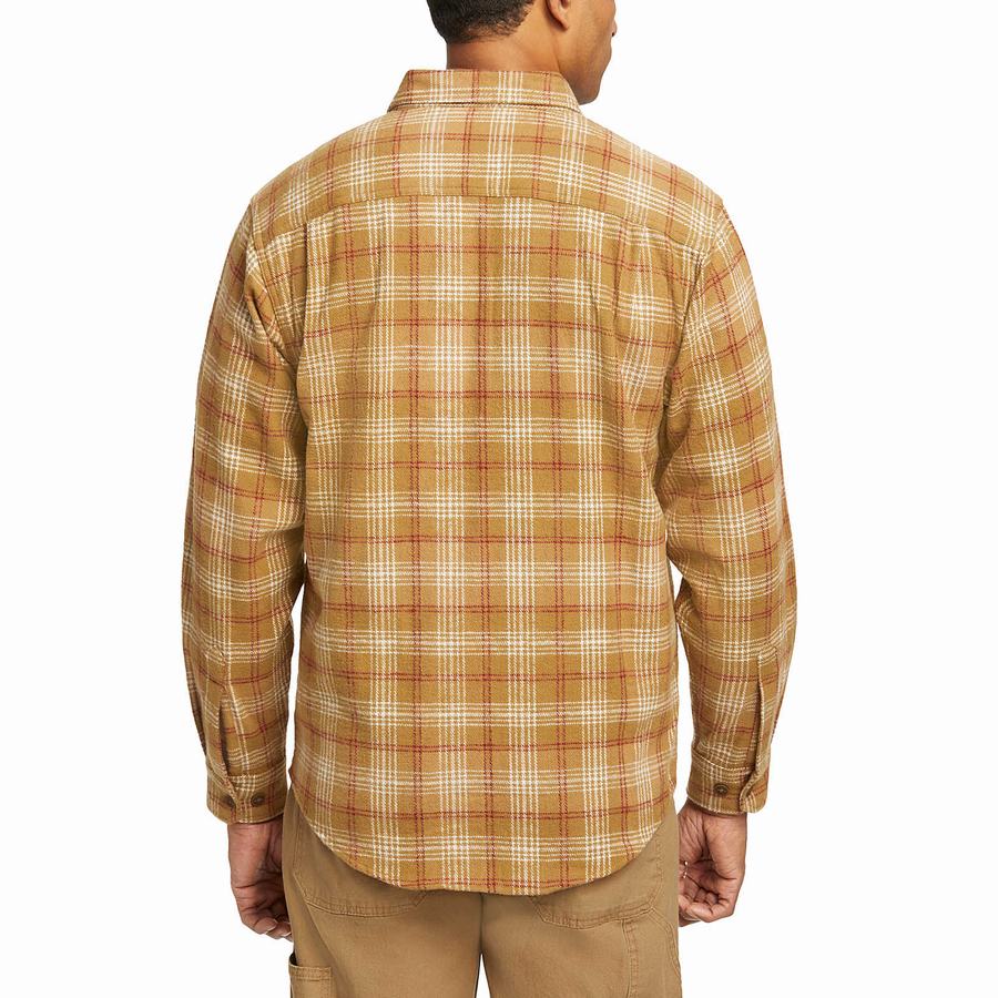 Brown Wolverine Glacier Heavyweight Long Sleeve Flannel Men Shirts | RPC183EH