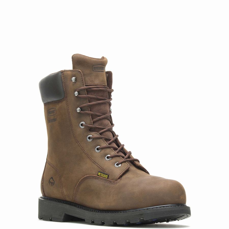 Brown Wolverine McKay Waterproof Steel-Toe 8” Men Work Boots | RBB3667QU