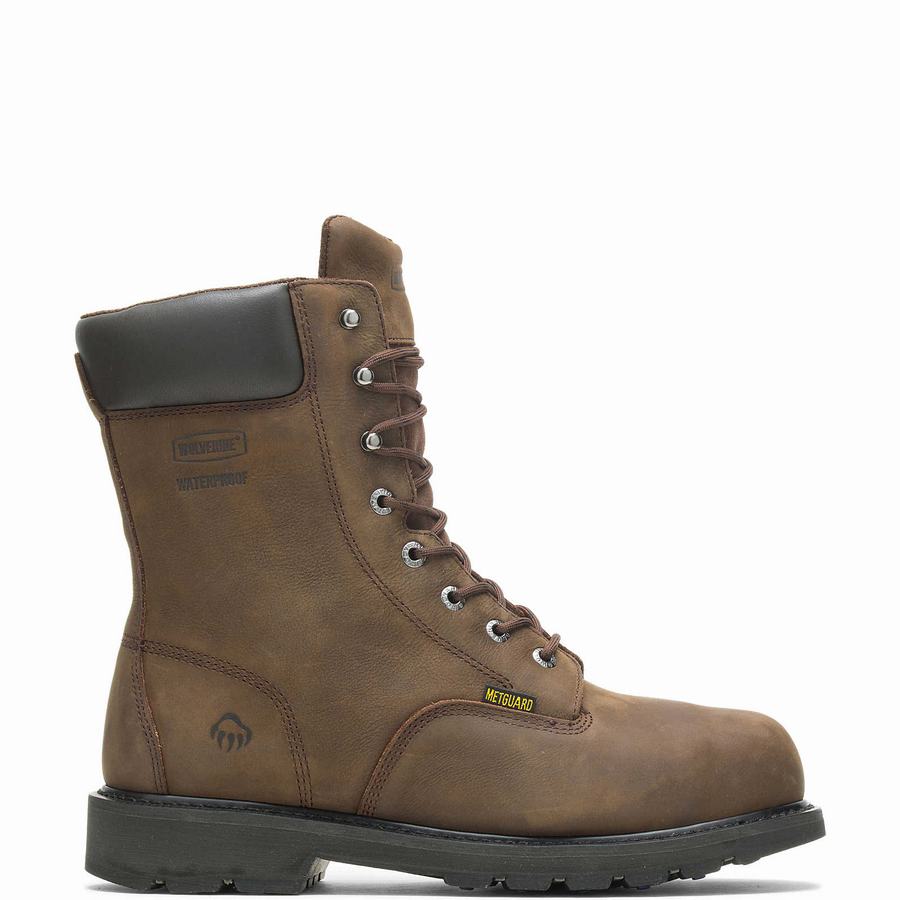 Brown Wolverine McKay Waterproof Steel-Toe 8” Men Work Boots | RBB3667QU