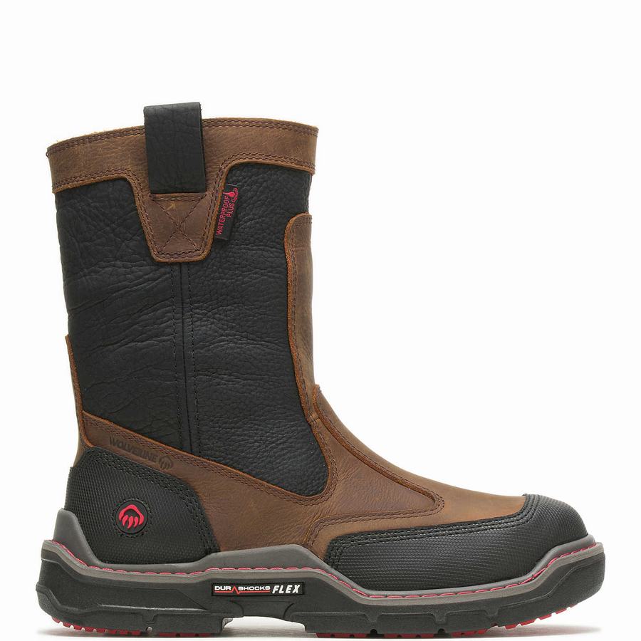 Brown Wolverine Raider DuraShocks® Heavy Duty CarbonMAX® Work Wellington Men Boots | RZA1024XI