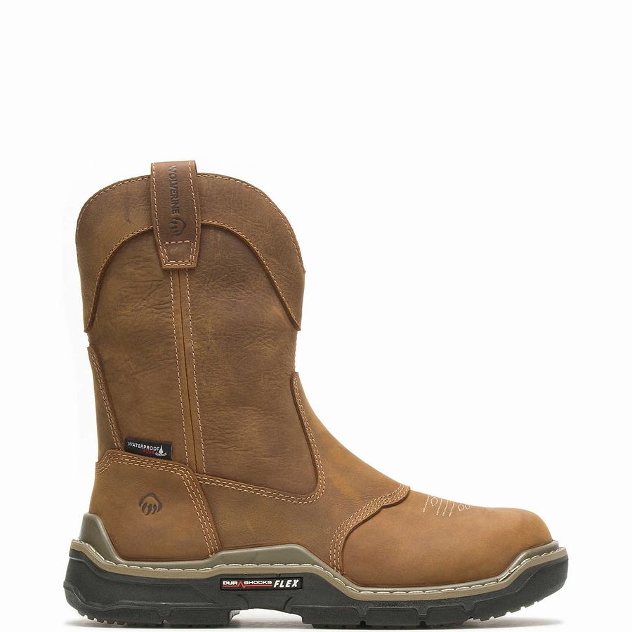 Brown Wolverine Raider DuraShocks® Western CarbonMAX® Work Wellington Men Boots | ZFU54OS