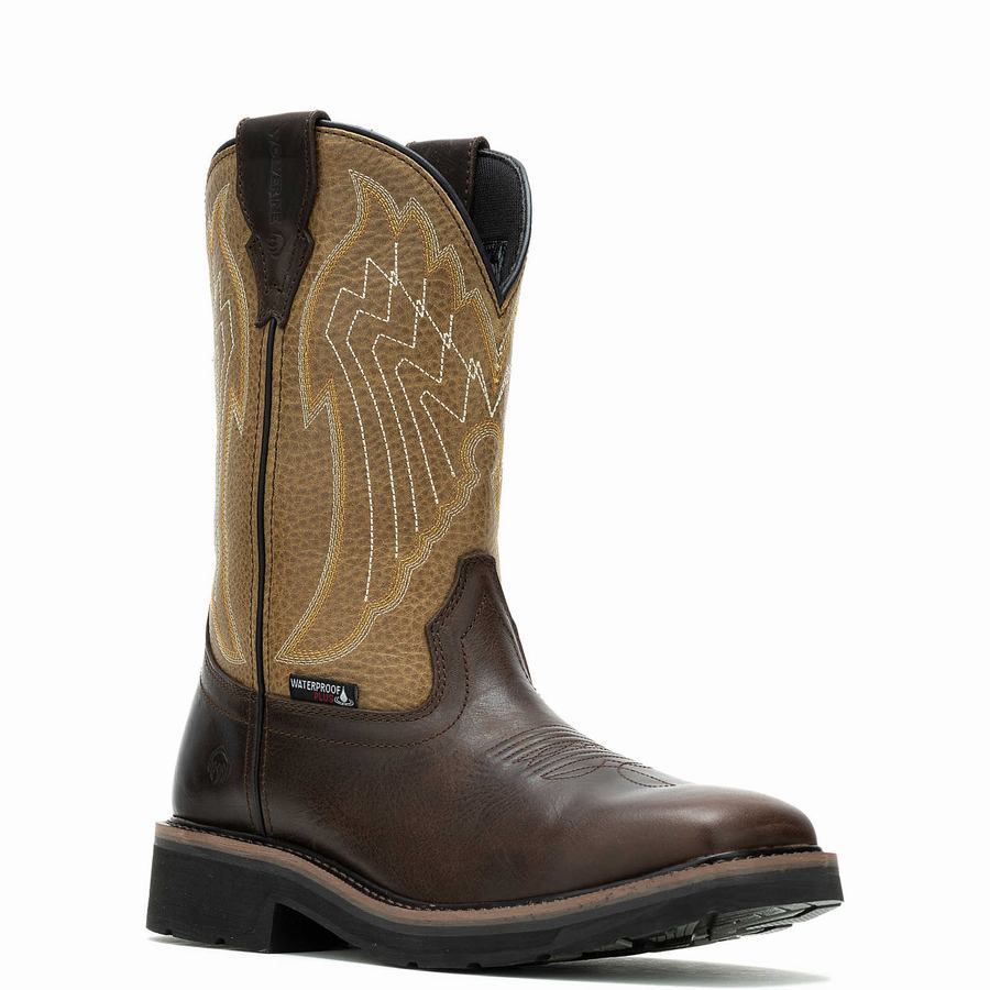 Brown Wolverine Rancher Eagle Waterproof Steel-Toe Wellington Men Boots | DYF2299MJ