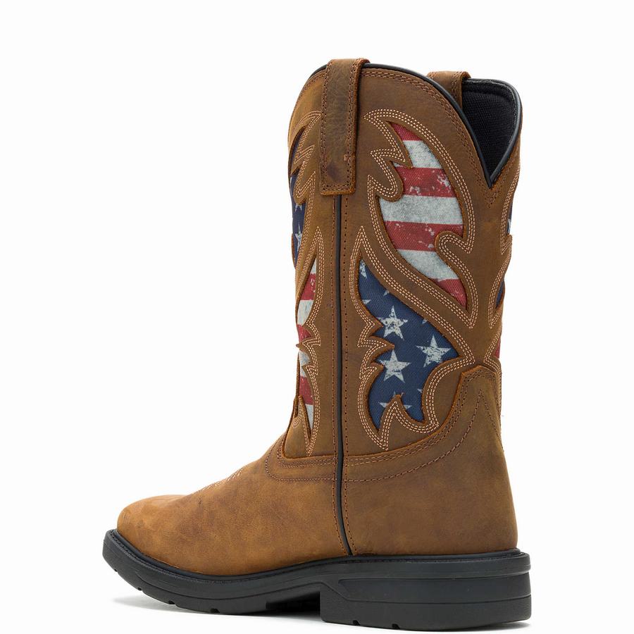 Brown Wolverine Rancher Flag Steel-Toe Wellington Men Boots | ZGT3842XE