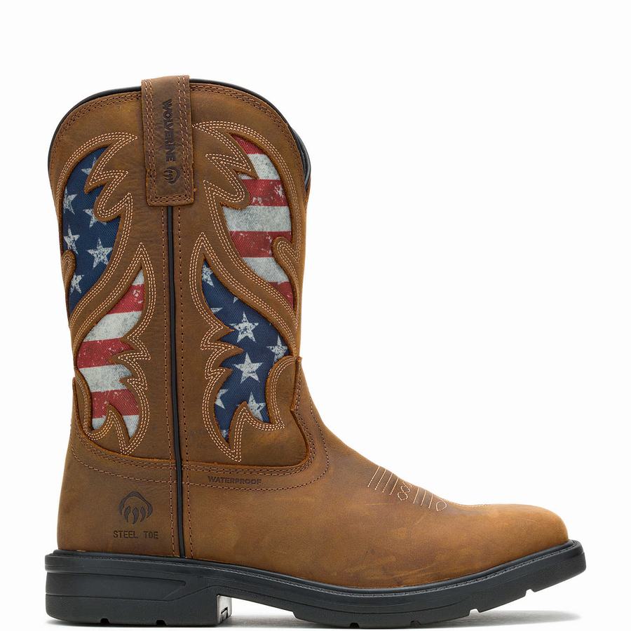 Brown Wolverine Rancher Flag Steel-Toe Wellington Men Boots | ZGT3842XE