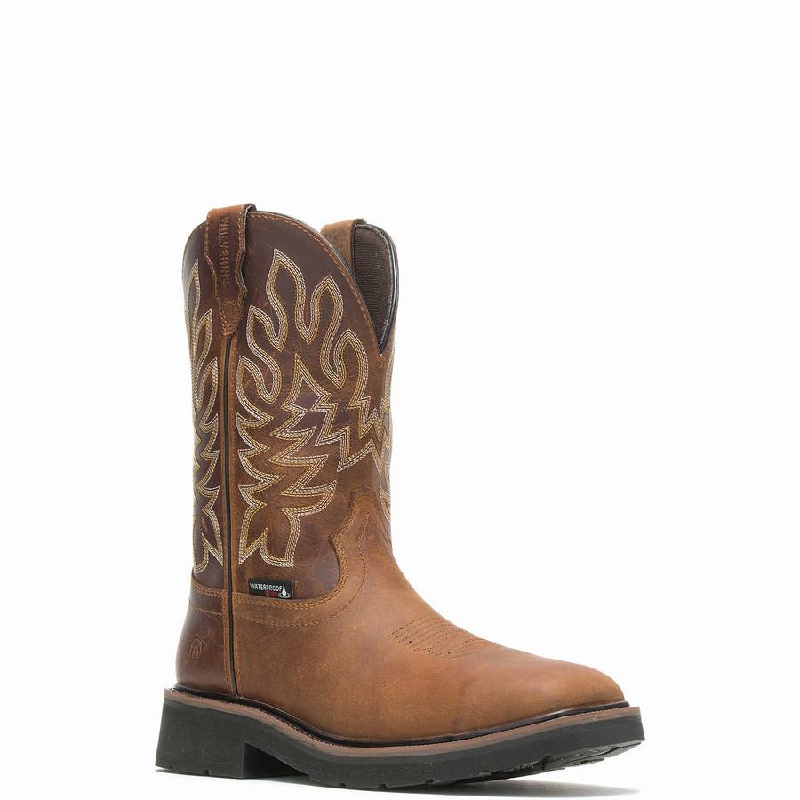 Brown Wolverine Rancher Waterproof Steel-Toe Wellington Men Boots | KUM336OF