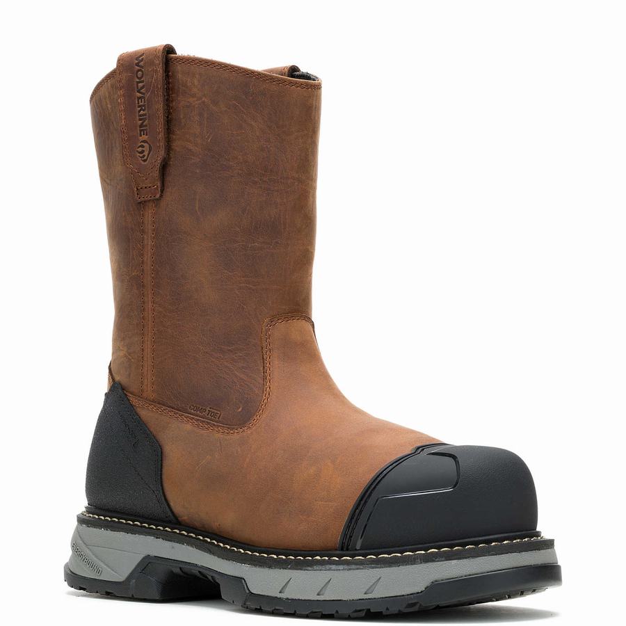 Brown Wolverine ReForce EnergyBound™ Heavy Duty Wellington CarbonMax® Men Boots | BZZ997PU