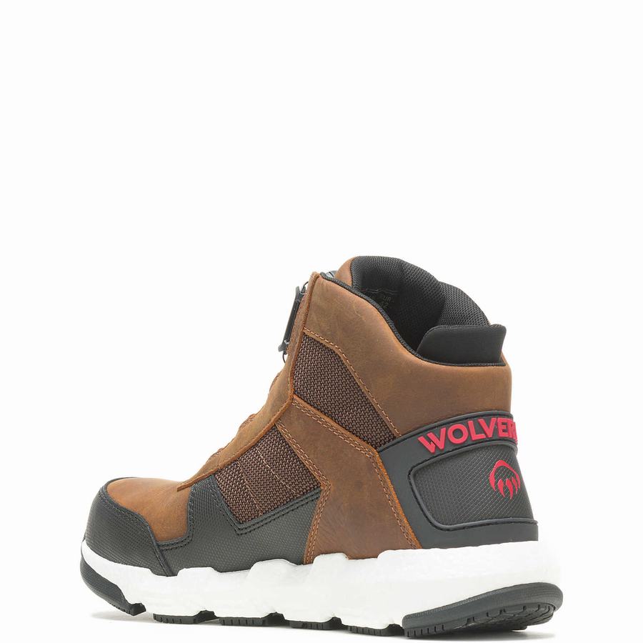 Brown Wolverine Rev BOA® UltraSpring™ DuraShocks® Vent CarbonMax™ Men Work Shoes | WQK6413QT