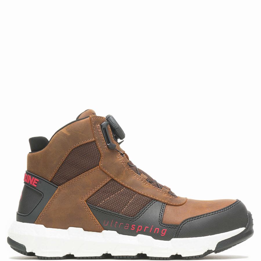 Brown Wolverine Rev BOA® UltraSpring™ DuraShocks® Vent CarbonMax™ Men Work Shoes | WQK6413QT