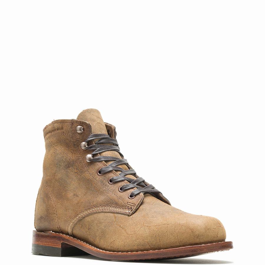 Brown Wolverine Rough Out - 1000 Mile Plain-Toe Original Men Work Boots | TNF3169KS