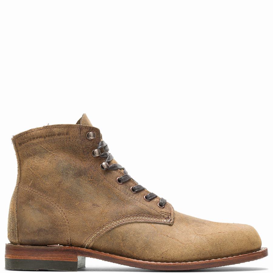 Brown Wolverine Rough Out - 1000 Mile Plain-Toe Original Men Work Boots | TNF3169KS