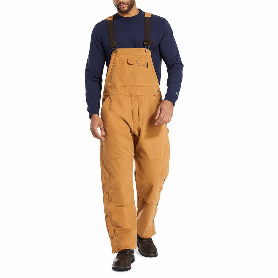 Brown Wolverine Sawmill Insulated Bib Men Overalls | ZYW1287BU