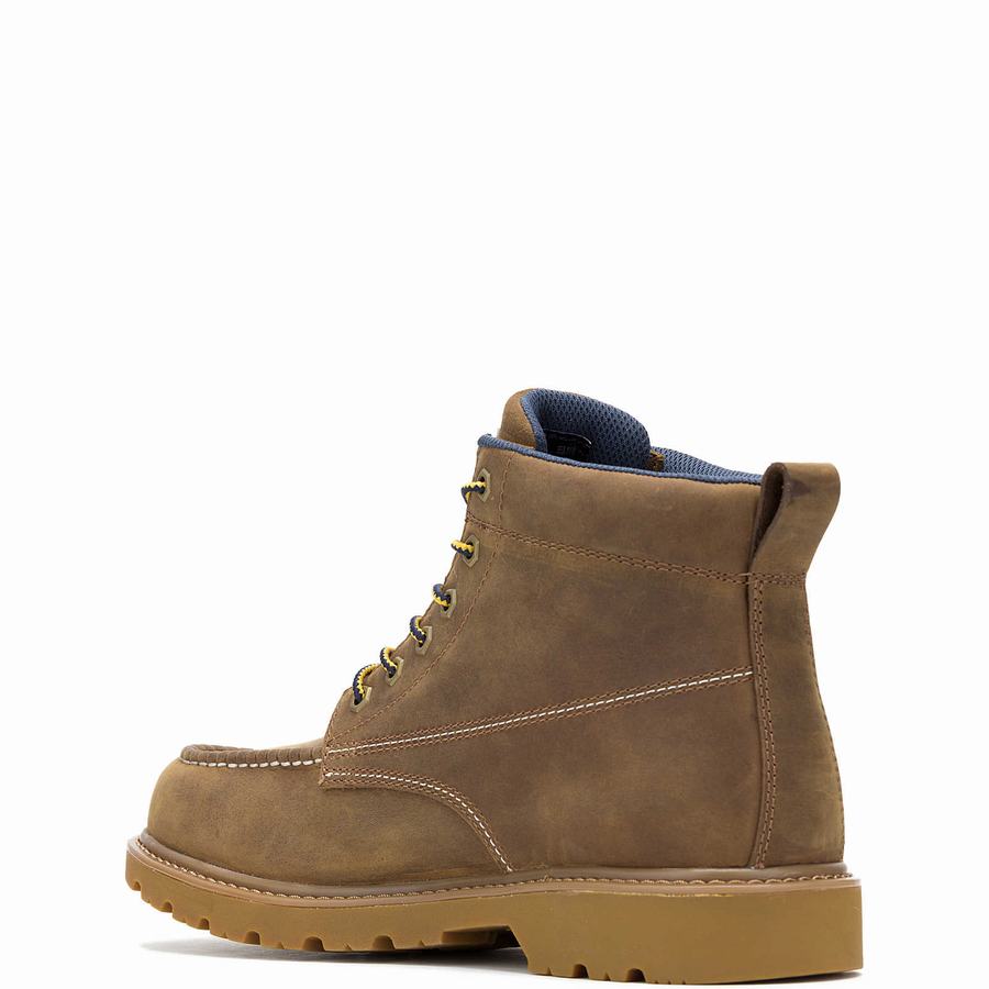 Brown Wolverine x Valiant University of Michigan Floorhand Moc Toe Men Work Boots | SHJ5144BR