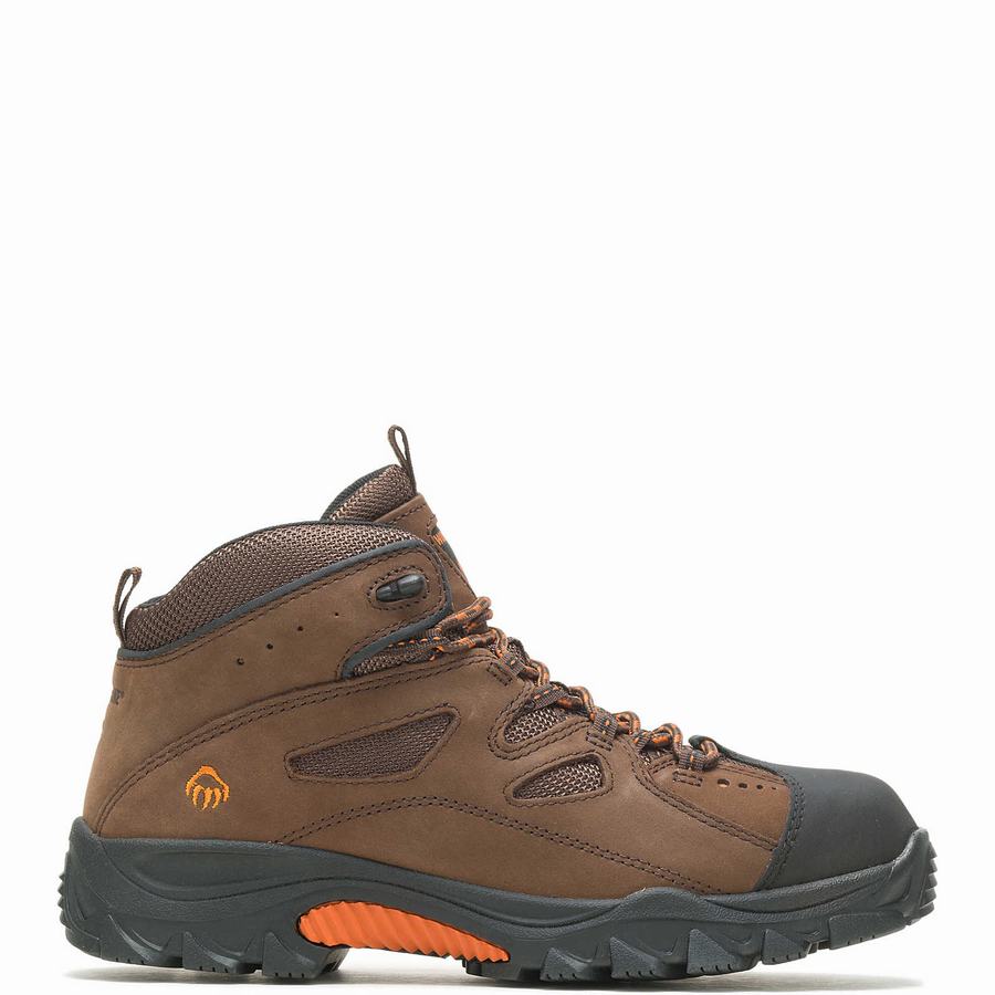 Dark Brown Black Wolverine Hudson Steel-Toe Men Work Boots | ZRL2520EP