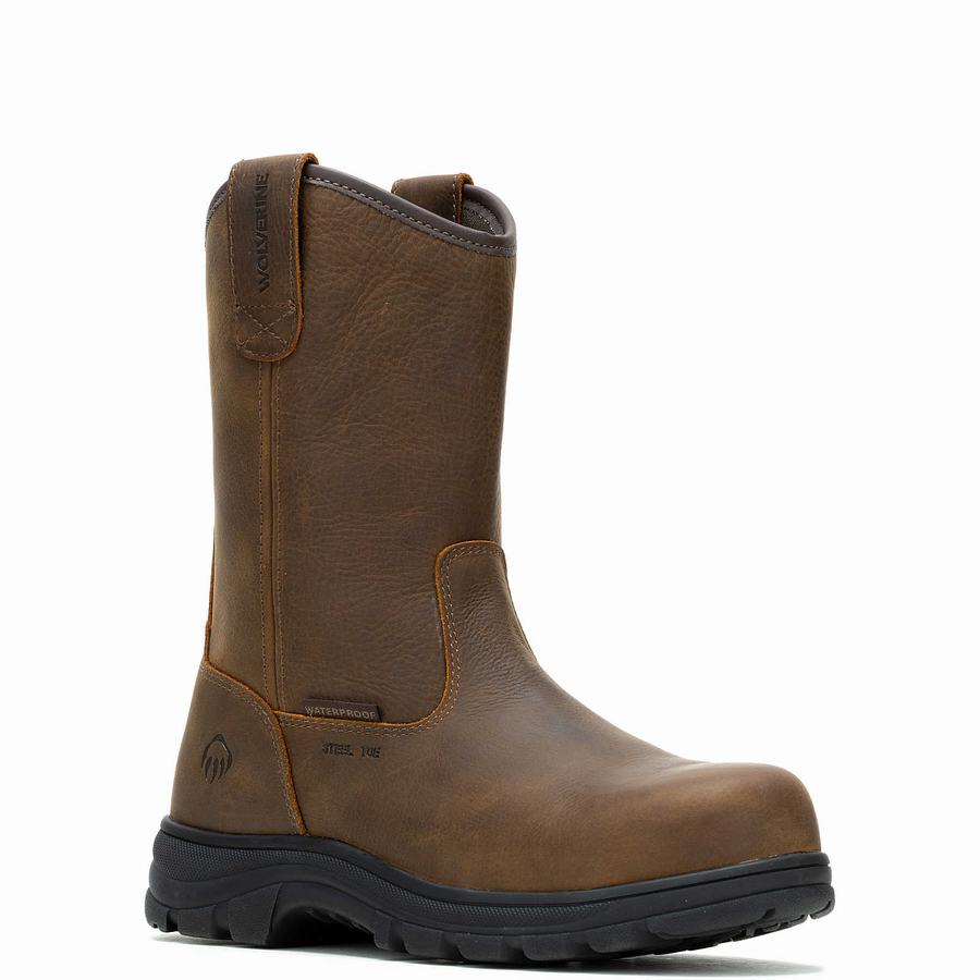 Dark Brown Wolverine Carlsbad Steel-Toe Work Wellington Men Boots | DGI436IG