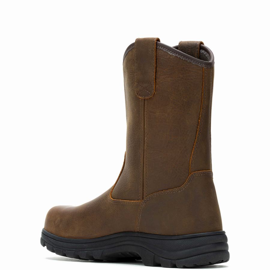 Dark Brown Wolverine Carlsbad Steel-Toe Work Wellington Men Boots | DGI436IG