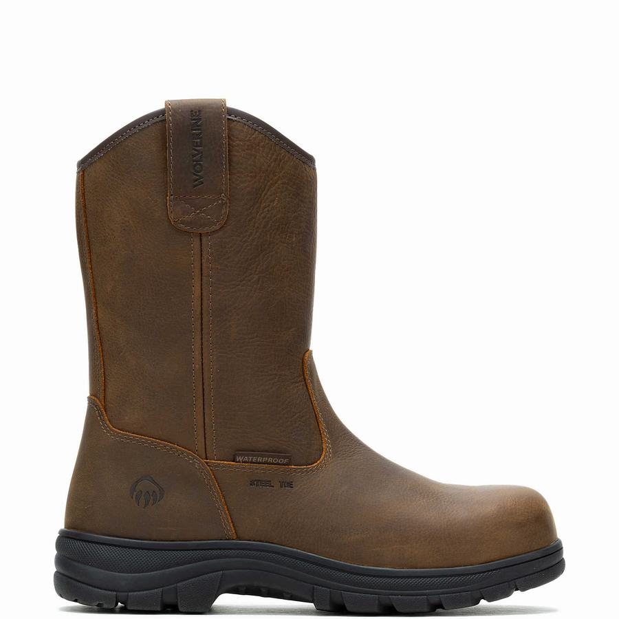 Dark Brown Wolverine Carlsbad Steel-Toe Work Wellington Men Boots | DGI436IG