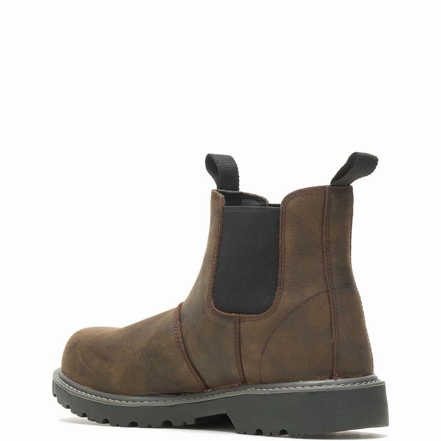 Dark Brown Wolverine Floorhand Steel-Toe Romeo Men Work Boots | NQC3686TT