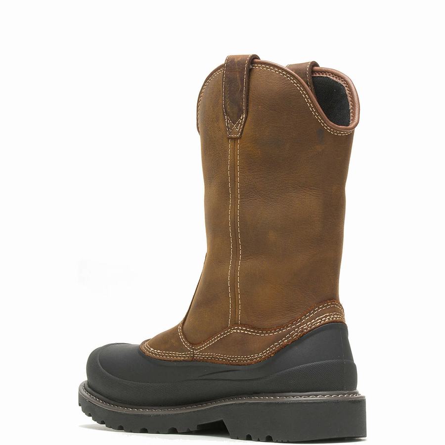 Dark Brown Wolverine Floorhand Swamp Steel-Toe Work Wellington Men Boots | IWZ201WE