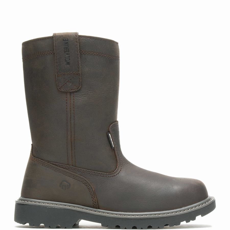 Dark Brown Wolverine Floorhand Waterproof Steel-Toe 10\