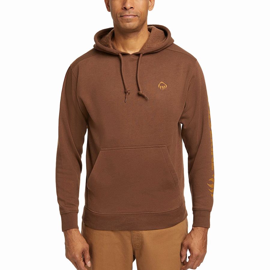 Dark Brown Wolverine Graphic- Sleeve Logo Men Hoodie | HZP8097YT