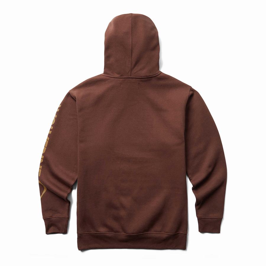 Dark Brown Wolverine Graphic- Sleeve Logo Men Hoodie | HZP8097YT