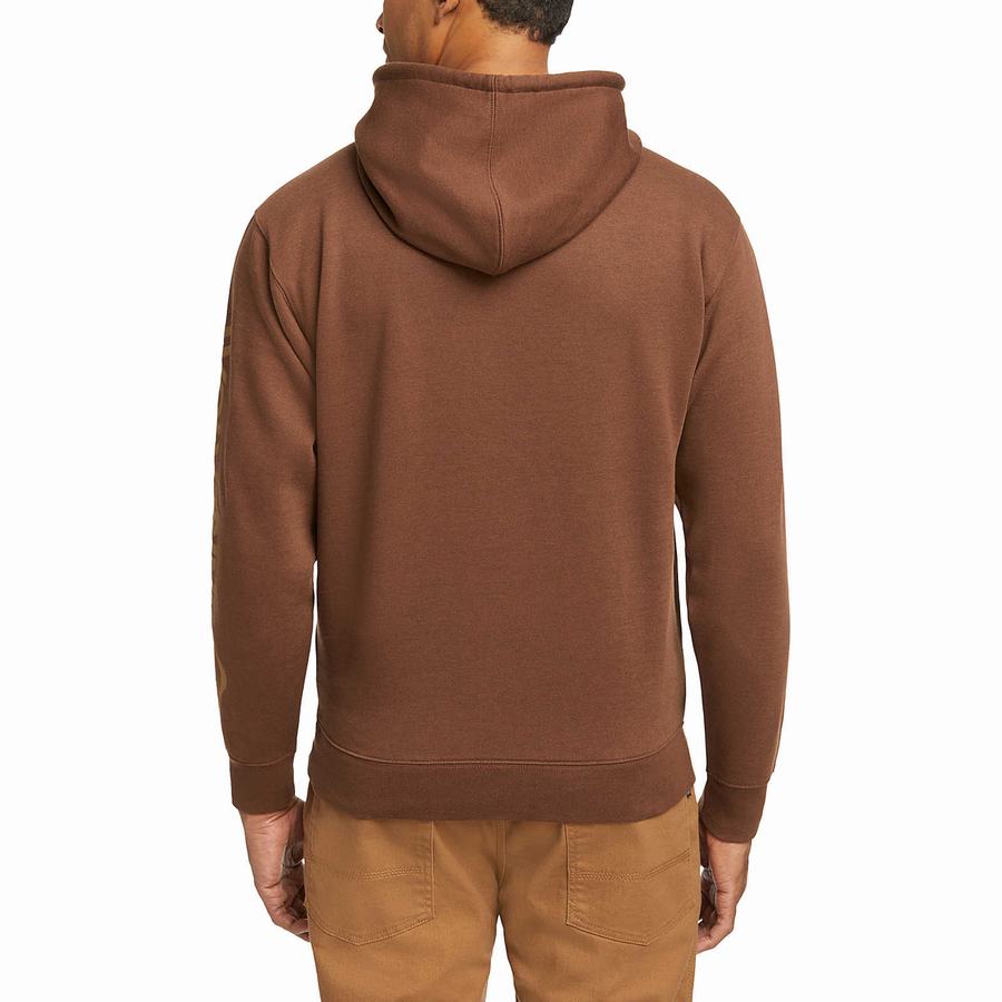 Dark Brown Wolverine Graphic- Sleeve Logo Men Hoodie | HZP8097YT