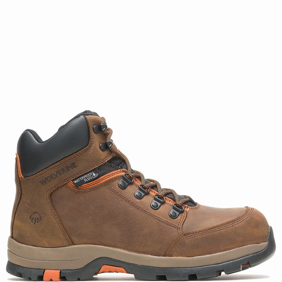 Dark Brown Wolverine Grayson Steel Toe Men Work Boots | HIW9218OD